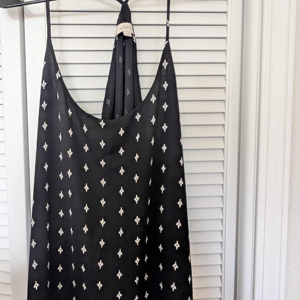 LOFT Black Camisole with White Diamond Pattern